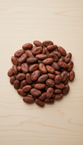Single-origin cocoa beans on wood
